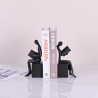 Iron Decorative Bookends,Reading Couple Figurine Bookends for Shelves,Cast Iron Bookends for Heavy Books,Metal Modern Bookends,Unique Couple Statue Book Stoppers,Boho Reader Sculpture Gifts