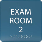 ADA CENTRAL SIGNS - 6" X6" Exam Room 2 Sign - ADA Compliant Tactile Graphics Grade 2 Braille Text Acrylic Wall Signs - Educational Institution Directional Assistance Test Center Door Sign for Schools