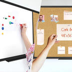 XBoard Magnetic whiteboard 48x 36 - Combo Whiteboard Dry Erase Board/Cork Board, Magnetic White Board + Corkboard with Black Aluminum Frame, 10 Colorful Push Pins & Marker Tray Included