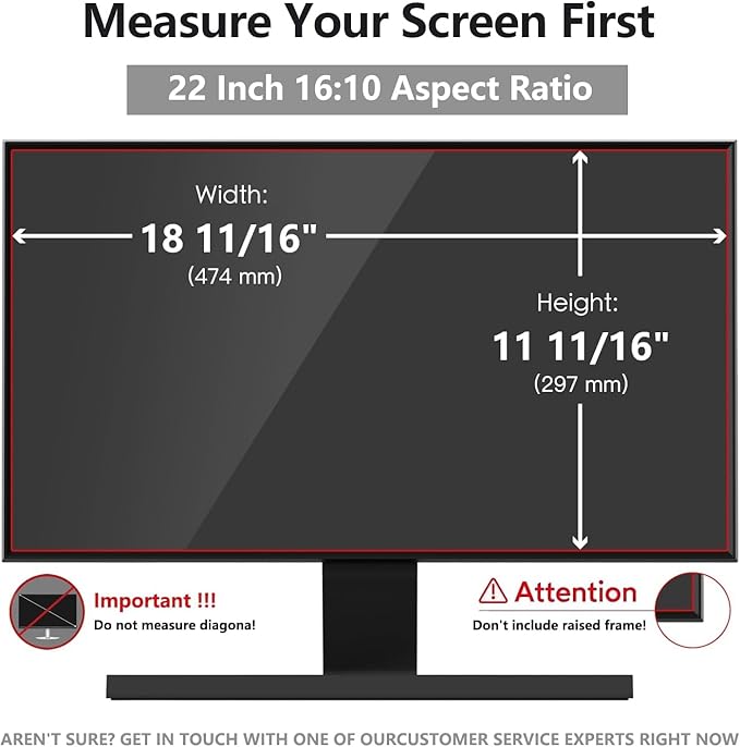 Pozlle 22 Inch Computer Privacy Screen Shield [2 Pack] for 16:10 Widescreen Desktop Monitor - Anti-Glare Blue Light Privacy Filter and Anti Spy Privacy Screen Protector Film