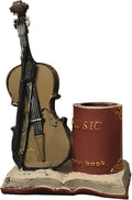 Jaugufiy Resin Violin Sculpture Pen Holder Pencil Holder Pen Organizer Cosmetic Brush Holder Decorative Pen Box Pen Pot Makeup Brush Pot (Red)