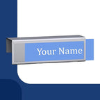 4-Pack 8.5" x 2.5" Cubicle Partition Name Tag - Silver Border 2" Hook - Holder for Custom Plate – Desk or Partition Use – Silver Frame – 2" x 8" Insert for Wall Display By Plastic Products Mfg