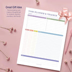 Task Planner & Tracker 8.5 x 11 Tear-Off 70 Sheet Planner Pad – Project Organizer with Time Log, Top Priority, Follow-Up – Notepad for Home & Office (White, Colorful, 1 Pack)