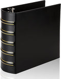 LETVPVOW Vintage Hardback 3 Ring Binder 3 Inch, Professional Leather Binder 3 Ring, D Ring Binders Fits 8.5 x 11, Three Ring Binders for Photo Album, Home, School and Office Supplies- Black