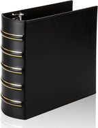 LETVPVOW Vintage Hardback 3 Ring Binder 3 Inch, Professional Leather Binder 3 Ring, D Ring Binders Fits 8.5 x 11, Three Ring Binders for Photo Album, Home, School and Office Supplies- Black