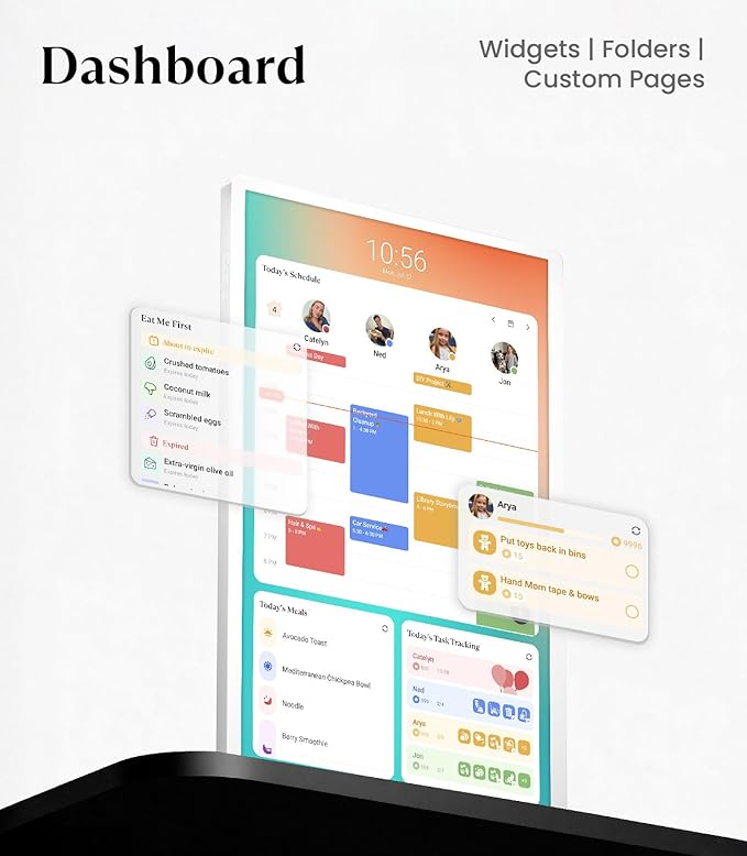 Cozyla Digital Calendar+ 2: 32’’ 4K Wall Planner Touch Screen Chore Chart Customize Dashboard Smart Electronic Calendar for Family Schedules Meal Planner Support Any Google Play App Wall Mount White