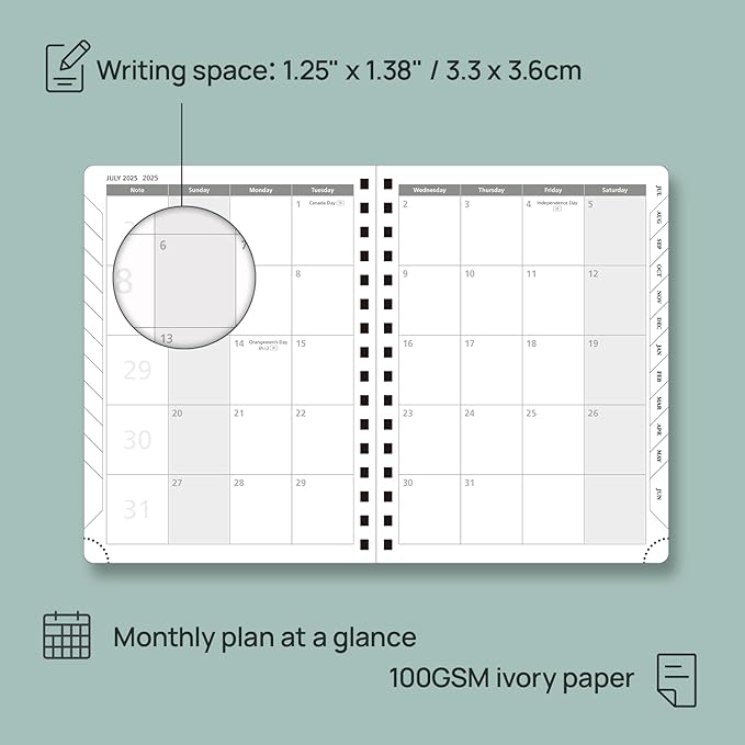 POPRUN Academic Planner 2025-2026 (July 2025-June 2026), Daily Weekly and Monthly Appointment Book (Wirebound Hard Cover - 6.25'' x 8.5'') with Hourly Time Slots, Tabs, 100 GSM - Burgundy