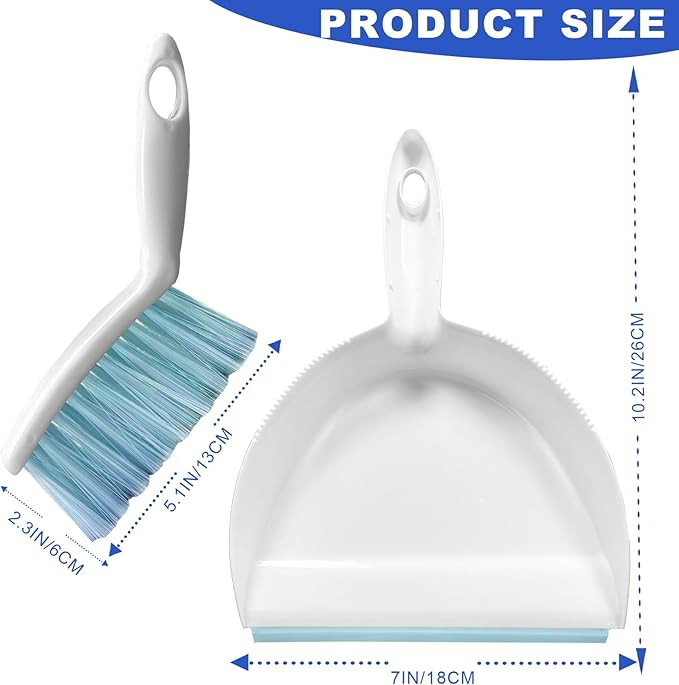 NBGYTECH Mini Broom and Dustpan Set Small Dust pan & Brush Set Portable Cleaning Tools for Home Office RV Camping Learning (Blue)