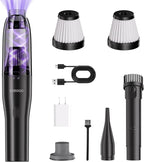4-in-1 Car Vacuum, Mini Handheld Portable Cordless, 6.5kPa Strong Suction, Ultra-Quiet 60dB, 0.85 lb for Car, Desk & Small Spaces,USB-C Rechargeable 2 Washable HEPA Filters,Ideal Gifts for Men & Women