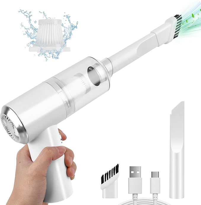 Auloea Mini Car Vacuum Cleaner(4500 pa) Portable Cordless Rechargeable,Tiny Handheld Vacuum, Computer Hand Vacuum for Keyboard and Laptop, Mini Hand Held Vac for Car and Home /V01/White