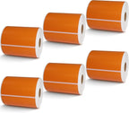 BETCKEY - 4" x 6.5" Large Shipping Labels & Multipurpose Compatible with Zebra & Rollo Label Printer,Premium Adhesive & Perforated[Orange, 6 Rolls, 1500 Labels]