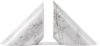 Fox Run 100% Natural Polished Marble Bookends, White, Set of 2, Angled