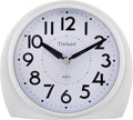 Tinload 5.5" Large Analog Alarm Clock Silent Non Ticking, Gentle Wake, Beep Sounds, Increasing Volume, Battery Operated Snooze and Manual Light, Easy Set,White(Best for Elder)