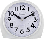 Tinload 5.5" Large Analog Alarm Clock Silent Non Ticking, Gentle Wake, Beep Sounds, Increasing Volume, Battery Operated Snooze and Manual Light, Easy Set,White(Best for Elder)