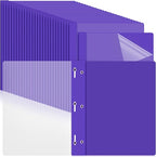Feifeiya 48 Pack Plastic Report Covers with 3 Prongs Presentation Folders Bulk, 100 Sheet Capacity, Clear Front Report Covers for Presentation Document Paper School Office Supplies (Purple)