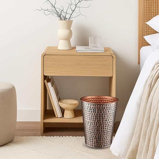 Monarch Abode Metal Bathroom Trash Can – Waste Basket for Bedroom, Office Desk, & Dorm, Hand Hammered, Durable Decorative Antique Copper Small Trash Can Bathroom Garbage Bin Wastebasket