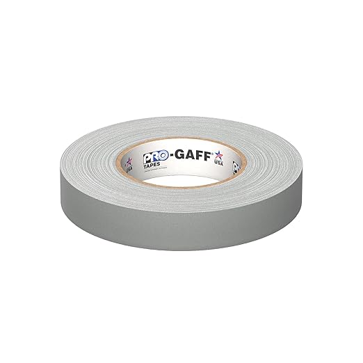 1" Width ProTapes Pro Gaff Premium Matte Cloth Gaffer's Tape With Rubber Adhesive, 11 mils Thick, 55 yds Length, Grey (Pack of 1)