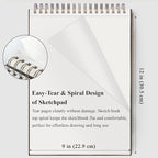 9" x 12" Sketch Book, Top Spiral Bound Sketch Pad, 2 Packs 100 Sheets Each (68lb/100gsm), Acid Free Art Sketchbook Artistic Drawing Painting Writing Paper for Kids Adults Beginners Artists