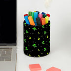 Leather Pen Holder for Desk Green Alien Moon Pencil Cup Desktop Organizer Makeup Brush Holders Office Supplies for Home, Kids & School