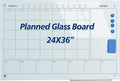 JYYPWB Magnetic Glass Whiteboard 36X24 Monthly Planner Calendar Dry Erase Board for Home, School, Office, Frameless, with Markers, Marker Tray, Eraser, Magnets (White)