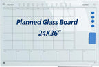 JYYPWB Magnetic Glass Whiteboard 36X24 Monthly Planner Calendar Dry Erase Board for Home, School, Office, Frameless, with Markers, Marker Tray, Eraser, Magnets (White)