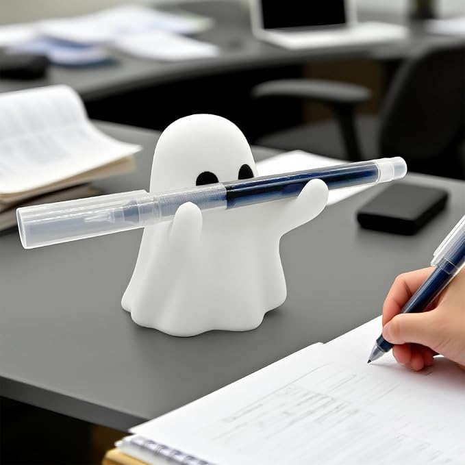 YGPM Ghostly Shape Pen Holder & Phone Stand Desktop Organiser For Home Office Halloween Tabletop Decor Elegant Writing Tool Display