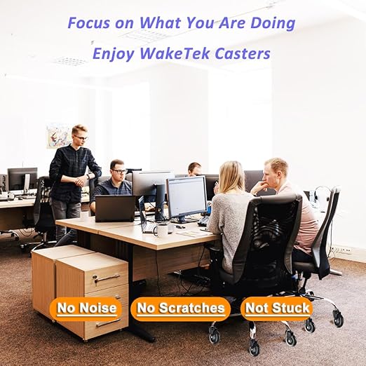 WakeTek Premium Office Chair Wheels Replacement with Removal Tool, These Flexible and Durable Desk Chair Casters're Helpful for Working, Learning and Gaming(3 Inch, 7/16 Inch(11mm), 5pcs)