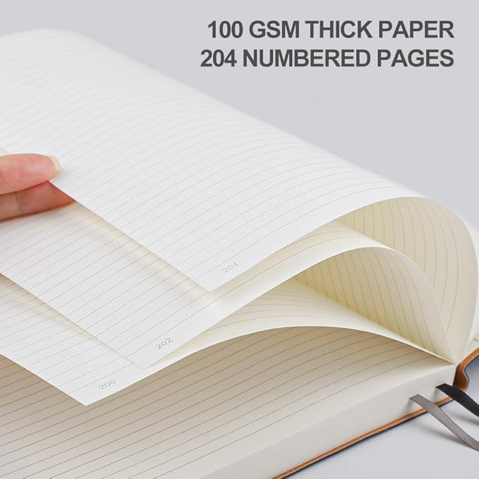 AHGXG College Ruled Notebook 2 Pack - B5 Large Composition Notebook Lined Journal 7.6 x 10 inch, with Thick 100gsm Lined Paper, Total 408 Numbered Pages, Inner Pocket - Green Brown