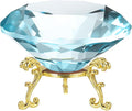 PATIKIL Diamond Crystal Paperweight, 80mm / 3.15" Crystal Paperweight Paper Weight with Gold 19 Metal Base for Home Office Desktop Table Decor Wedding Party Ornaments, Lake Blue