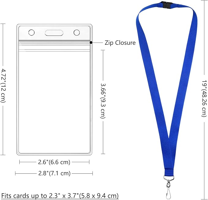 24-Pack Blue Breakaway Lanyards with Waterproof Badge Holders, Polyester Neck Straps for ID Cards, Events, Office, and Schools