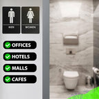 USA Made - Men's and Women's Restroom Signs ADA-Compliant Bathroom Door Signs for Offices, Businesses, and Restaurants, Black