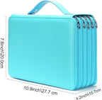 Vomgomfom Colored Pencil Case - 252 Slot Deluxe PU Leather Large Capacity Pencil Organizer with Zipper Closure for Watercolor Pens, Markers (Green)