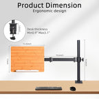 wishacc Premium Height Adjustable Book Stand - Clamp-On Tabletop Holder with Sturdy Page Clips | Aluminum Alloy & Wood Construction for Reading