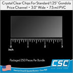 Clip Strip Corp. Price/Data Channel Label Holder Chips, Clear Plastic Tags, 3" L x 1.25" H, 7.5 Mil Thick, Gondola Shelf Edge, Reusable, Made for Point of Purchase Shelf Molding (2000)