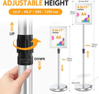 RedChili 2 Pack Sign Holder Stand 8.5x11 Inch, Adjustable Floor Standing Sign Holder Signage Stand with Aluminum Snap-Open Frame Vertical Horizontal View Display For Malls Schools Restaurants (Silver, Sharp Corner)