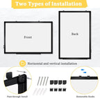 AMUSIGHT Double-Sided Magnetic Whiteboard, 30" x 20" Dry Erase Board Black Aluminum Frame for Wall, White Board Dry Erase Marker Board for Kitchen, Memo, School, Home, Office