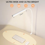 FAPEMIH LED Desk Lamp for Office Home, Adjustable Flexible Eye-Caring Desk Light with,5 Modes 10 Brightness Adjustment, USB Adapter Desk Lamp with Clamp-LK-W