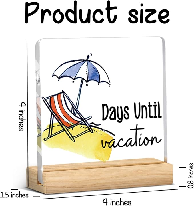 Funny Vacation Countdown Gifts for Women Men, Halloween Christmas Holiday Gifts Ideas, Funny Vacation Countdown Home Office Desk Acrylic Sign A 04