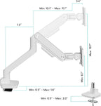 ARES WING Ultrawide Monitor Arm White for 17 to 49 Inch Heavy Duty Curved Screen, Holds 44 Lbs, Adjustable Gas Spring Monitor Arm Desk Mount with C Clamp, Grommet Base, 75/100 Vesa Mount