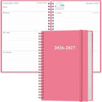 2026-2027 Planner - 18 Months Weekly & Monthly Planner from January 2026 - June 2027, Spiral Planners 2026-2027 with Elastic Closure, Inner Pocket, Medium 5.8" x 8.3", Pink