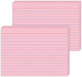 JINMIKEJI Pink Ruled Index Cards 5x7 Inch - 50 Pack Study Flash Cards for School, Office & Home, Durable Note Cards with Lines