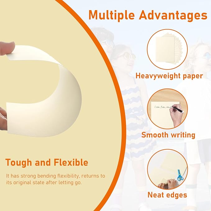 Guakicae 60 Sheets Cream Cardstock 5 x 7 Ivory Paper, 300gsm/110lb Heavyweight Flat Off White Card Stock Printer Paper for DIY Card Making, Business Cards, Thank You Cards, Certificates, Menus