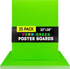 Hygloss Large Poster Board 22x28 - 25 Neon Green Single Color Poster Boards Bulk Pack - 10 Pt. Thickness Colored Poster Board Paper for Projects, Signs, Displays - Posterboard Multipack 22" x 28"