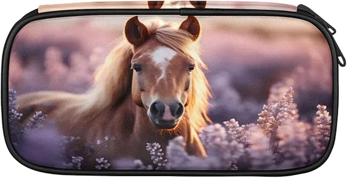 Pardick Pencil Case，Horse 3D Big Capacity Pencil Pouch Coin Pouch Stationery Organizer For Teen School