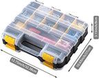 AIDY-PRO Tools Box Organizer Double Side 34 Compartments Hardware Organizers with Removable Plastic Dividers for Screws Nuts Nails