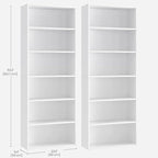 VASAGLE Set of 2 Bookshelves, 23.6 Inches Wide, 6-Tier Open Bookcases with Adjustable Storage Shelves, Floor Standing Units, Cloud White ULBC166T14-2