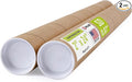 2" x 24" Reinforced Kraft Paper Mailing Tubes, Pack of 2 Tubes with 2 Caps Each – USPS Approved Poster Tube – Made in USA Cardboard Tube for Shipping and Storing Posters, Prints, Artwork, or Documents