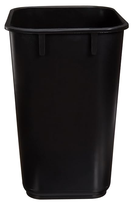 Amazon Basics Small Trash Can, Rectangular Commercial Office Wastebasket, 3 Gallon (Pack Of 6), Black