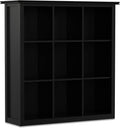 SIMPLIHOME Artisan Bookcase - 43 inch Tall 9-Cube Solid Wood Cube Organizer in Black, Transitional Storage Bookcase for Living Room, Study Room or Office with Fixed Shelves and Tapered Legs