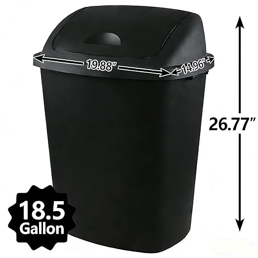 Uumitty Kitchen Trash Can 18.5 Gallon with Swing Lid, 70L Plastic Tall Garbage Can Outdoor and Indoor, Perfect for Commercial Offices, Home Office, 4 Pack